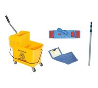 Ensemble Chariot 20L avec Presse à Plat et Ensemble Balai à Plat Microfibre