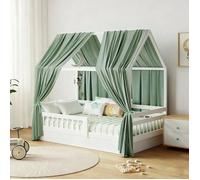 Ensemble Ciel de Lit Cabane avec 2 Rideaux Décoratifs - Baldaquin Enfant 125 x 350 cm en Tissu - Décoration Maison pour Chambre
