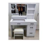 Ensemble Coiffeuse et Tabouret COSTWAY, Miroir, Lumières Réglable, Station de Charge, Tiroirs, Plateau Verre, Support Sèche-Cheveux
