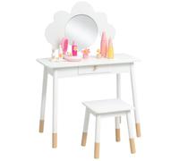 Ensemble coiffeuse pour enfant - AIYAPLAY - 1 tabouret, coiffeuse 2 pièces pour enfants de 3 à 6 ans, miroir forme de nuage - blanc