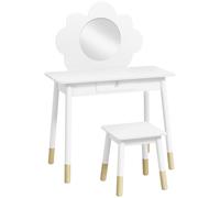Ensemble coiffeuse pour enfant avec tabouret, coiffeuse 2 piššces pour enfants de 3 š€ 6 ans, miroir forme de nuage, blanc