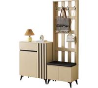 Ensemble combiné Fortuna Lai : vestiaire moderne avec banc et buffet/meuble à chaussures – Solution de rangement élégante pour le couloir, le salon et la chambre à coucher