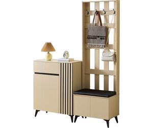 Ensemble combiné Fortuna Lai : vestiaire moderne avec banc et buffet/meuble à chaussures – Solution de rangement élégante pour le couloir, le salon et la chambre à coucher