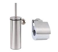 Ensemble combiné Tiger Boston: Porte-Rouleau Papier de Toilette et Brosse de Toilette, Acier Inoxydable brossé