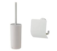 Ensemble combiné Tiger Urban:Porte-Rouleau de Papier Toilette avec Couvercle et Brosse de Toilette autoportante, avec Anneaux décoratifs interchangeables, Blanc