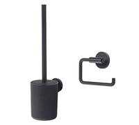 Ensemble combiné Tiger Urban: Porte-Rouleau de Papier Toilette et Brosse de Toilette, avec Anneaux décoratifs interchangeables, Noir