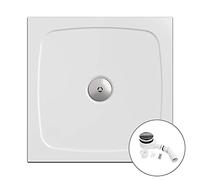 Ensemble complet - Bac à douche avec siphon | Receveur de douche, carré 80 x 80 cm | Nordona® SIMPLEX | Extra plat à encastrer: 3 cm