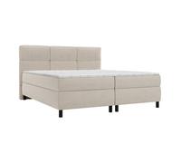 Ensemble complet boxspring tête de lit capitonnée + sommiers + matelas + surmatelas - 2 x 80 x 200 cm - Tissu - Beige - LODI de PALACIO