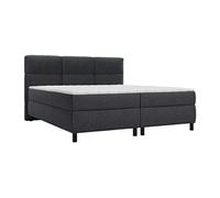 Ensemble complet boxspring tête de lit capitonnée + sommiers + matelas + surmatelas - 2 x 90 x 200 cm - Tissu - Anthracite - LODI de PALACIO
