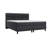 Ensemble complet boxspring tête de lit capitonnée + sommiers + matelas + surmatelas - 2 x 90 x 200 cm - Tissu - Anthracite - LODI de PALACIO