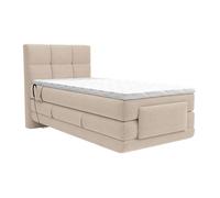 Ensemble complet boxspring tête de lit capitonnée + sommiers relaxation électrique + matelas + surmatelas - 100 x 200 cm - Tissu - Beige - LODI de