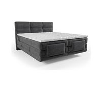 Ensemble complet boxspring tête de lit capitonnée + sommiers relaxation électrique + matelas + surmatelas - 2 x 80 x 200 cm - Tissu - Anthracite - LODI de PALACIO