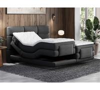 Ensemble complet boxspring tête de lit capitonnée + sommiers relaxation électrique + matelas + surmatelas - 2 x 80 x 200 cm - Tissu - Anthracite - LODI de PALACIO