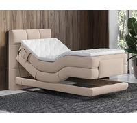Ensemble complet boxspring tête de lit capitonnée + sommiers relaxation électrique + matelas + surmatelas - 100 x 200 cm - Tissu - Beige - LODI de PALACIO