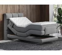 Ensemble complet boxspring tête de lit capitonnée + sommiers relaxation électrique + matelas + surmatelas - 100 x 200 cm - Tissu -