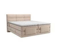 Palacio - Ensemble lit à sommier tapissier avec tête de lit avec capitons + sommiers de Relaxation électriques + Matelas + surmatelas - 2 x 80 x 200 cm - Beige - LODI de