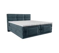 Ensemble complet boxspring tête de lit capitonnée + sommiers relaxation électrique + matelas + surmatelas - 2 x 80 x 200 cm - Tissu - Bleu - LODI de PALACIO