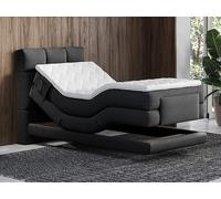 Ensemble complet boxspring tête de lit capitonnée + sommiers relaxation électrique + matelas + surmatelas - 100 x 200 cm - Tissu -
