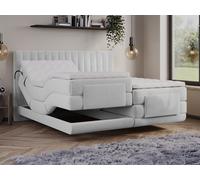 Vente-unique - Ensemble Complet boxspring tête de lit Coutures Verticales + sommiers Relaxation électrique + Matelas + surmatelas - 2 x 80 x 200 cm - Velours - Gris Clair - DONISI de Palacio
