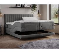 Ensemble complet boxspring tête de lit coutures verticales + sommiers relaxation électrique + matelas + surmatelas - 2 x 90 x 200 cm - Velours - Anthracite - DONISI de PALACIO