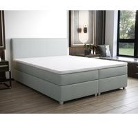 Ensemble complet boxspring tête de lit + sommier + matelas + surmatelas - 180 x 200 cm - Tissu - Gris clair - ONAN de YSMÉE