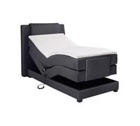 Ensemble complet boxspring tête de lit + sommiers relaxation électrique + matelas + surmatelas - 100 x 200 cm - Tissu - Anthracite - CASTEL II de PALACIO