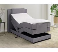 Ensemble complet boxspring tête de lit + sommiers relaxation électrique + matelas + surmatelas - 100 x 200 cm - Tissu - Gris clair - CASTEL II de PALACIO