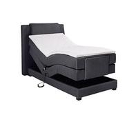 Ensemble complet boxspring tête de lit + sommiers relaxation électrique + matelas + surmatelas - 100 x 200 cm - Tissu - Anthracite - CASTEL II de PALACIO