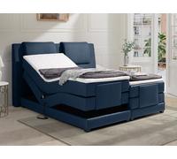 Ensemble complet boxspring tête de lit + sommiers relaxation électrique + matelas + surmatelas - 2 x 80 x 200 cm - Tissu - Bleu - CASTEL II de PALACIO