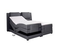 Ensemble complet boxspring tête de lit + sommiers relaxation électrique + matelas + surmatelas - 2 x 80 x 200 cm - Tissu - Anthracite - CASTEL II de PALACIO