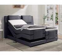Ensemble complet boxspring tête de lit + sommiers relaxation électrique + matelas + surmatelas - 2 x 80 x 200 cm - Tissu - Anthracite - CASTEL II de PALACIO