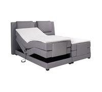 Ensemble complet boxspring tête de lit + sommiers relaxation électrique + matelas + surmatelas - 2 x 90 x 200 cm - Tissu - Gris