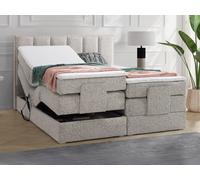 Ensemble complet boxspring tête de lit + sommiers relaxation électrique + matelas + surmatelas - 2 x 90 x 200 cm - Tissu - Beige - KALASI de PALACIO