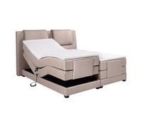 Ensemble complet boxspring tête de lit + sommiers relaxation électrique + matelas + surmatelas - 2 x 90 x 200 cm - Tissu - Beige -