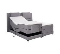 Vente-unique - Ensemble Complet boxspring tête de lit + sommiers Relaxation électrique + Matelas + surmatelas - 2 x 90 x 200 cm - Tissu - Gris Clair - Castel II de Palacio