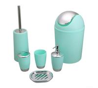 Ensemble complet d'accessoires de salle de bain 6 pièces avec porte-savon, tasse de rinçage et poubelle pour une esthétique organisée (vert menthe)