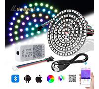 Ensemble complet d'anneaux de pixels LED, fil USB 5V à DC + WS2812B 8 16 24 35 45 LED, module adressable individuel, contrôleur Bluetooth SP110E 8 Leds Ring Kit