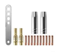 Ensemble complet de 15 douilles et embouts pour soudeur Mig 15ak jusqu'à 180 A - Kit d'accessoires consommables en métal avec clé pour les tâches de soudage industrielles