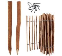 Ensemble complet de 5 m de palissade de 80 cm de haut, espacement des lattes de 4 à 6 cm avec 5 poteaux en bois de 1,05 m de long et agrafes de clôture en bois