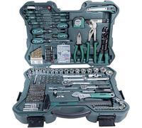 Ensemble complet de clés et d'outils Silecomplaza, 303 pièces - ensemble complet dans une mallette à outils - comprenant des forets en acier à haute vitesse (HSS) en titane, un marteau, des pinces, de