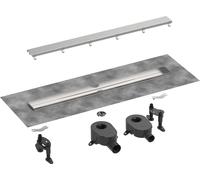 Ensemble complet de douche RainDrain Go de Hansgrohe, cannelure de douche de 800 mm, avec surface arrière pouvant être recouverte de carrelage, pour installation standard ou encastrée, en acier inoxyd