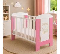 Ensemble complet de lit bébé disponible en 3 couleurs : lit à barreaux, berceau avec matelas en mousse de 10 cm, lit pour enfant, berceau blanc, 60x120 cm, ensemble de 4 pièces (version rose "Princess