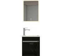 Ensemble complet de meubles de salle de bain HOME DELUXE BORKUM – Noir, MDF (48 x 25,5 x 45 cm) | Ensemble élégant pour petites salles de bain