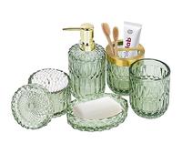 Ensemble complet de salle de bain moderne Distributeur de savon, porte-brosse à dents, porte-savon, gobelet, pot à cotons-tiges