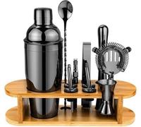 Ensemble complet de shaker à cocktails Unyqoos® – Shaker en acier inoxydable de 750 ml avec pilon, doseur, cuillères à cocktail, pince à glace, tire-bouchon, verseurs et support de rangement