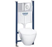 Ensemble complet de toilettes Grohe QuickFix Serel, comprenant un mécanisme de chasse d'eau encastré Rapid SL et une plaque dechromée