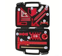 Ensemble complet d'outils pour le travail du bois avec règle d'angle carré, marqueur à queue d'aronde, traçage central et jauges en alliage d'aluminium dans une boîte rouge (10 pièces)
