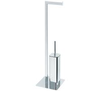 Ensemble complet en métal haut de gamme, support de chasse d'eau strié, chrome brillant avec brosse de nettoyage pour WC et porte-papier hygiénique fermé, brosses de nettoyage pour WC, support de bros