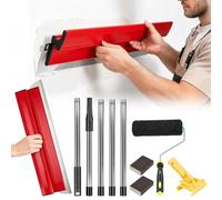 Ensemble Complet Lisseuse Enduit 60cm Lame Acier Inoxydable Démontable, Rallonge Télescopique 60-180cm, Rouleau Peinture & Bloc Abrasif, Outil Spatule Plâtre Ergonomique