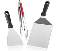 Ensemble complet pour barbecue en acier de haute qualité - Kit pour steakhouse - Grande cuillère à barbecue - Planche à découper - Cuillère à barbecue pour steaks et hamburgers avec manche - Ustensile